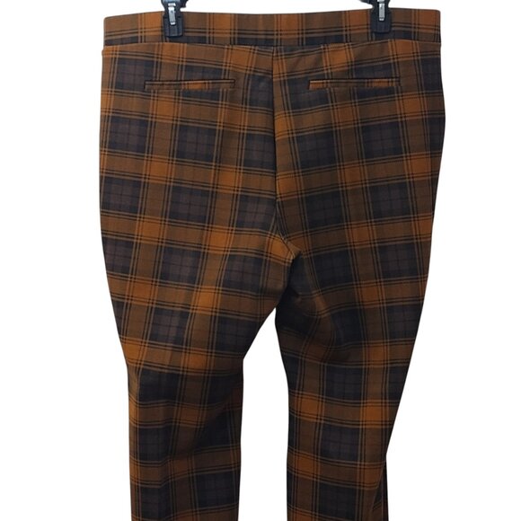 Iman: 2pc Plaid Pantsuit, Size 2X, Brunt Orange, Brown, Black - Picture 11 of 13